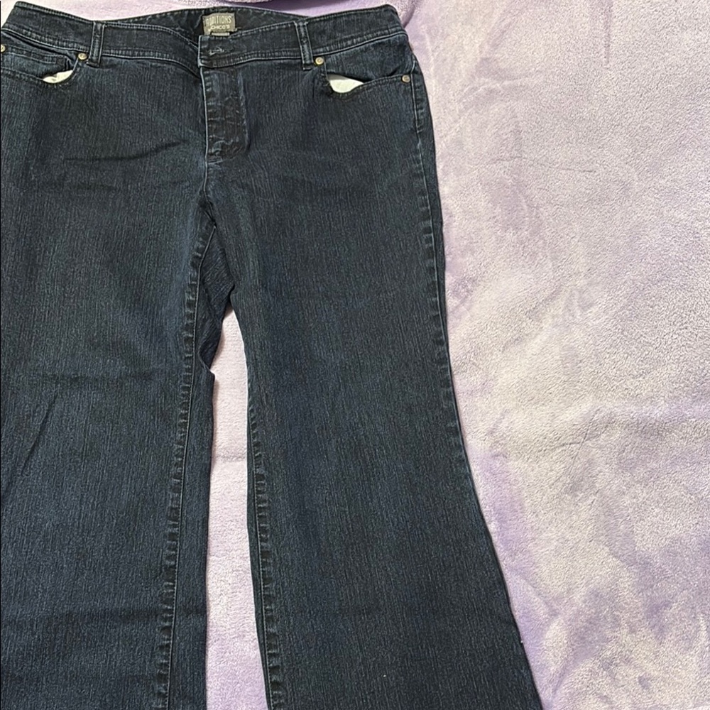 Additions bu Chicos Black Flare Wide Leg Jeans with Smooth Finish